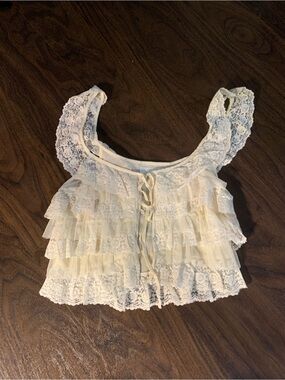 Zara Cream Lace Ruffle Camisole